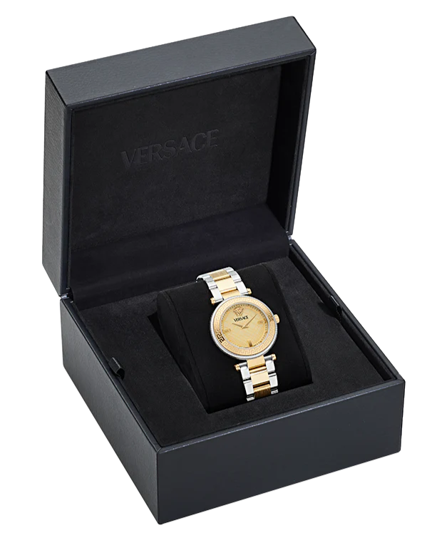 Versace Reve Analog Gold Dial Two Tone Steel Strap Watch for Women - VE8B00324