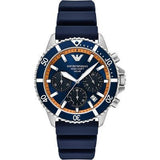 Emporio Armani World Explorer Chronograph Blue Dial Blue Silicone Strap Watch for Men - AR11696