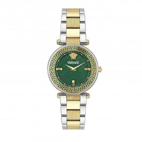 Versace Reve Analog Green Dial Two Tone Steel Strap Watch for Women - VE8B00524