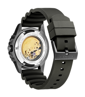 Citizen Mechanical Automatic Black Dial Black Rubber Strap Watch for Men - NJ0125-11E