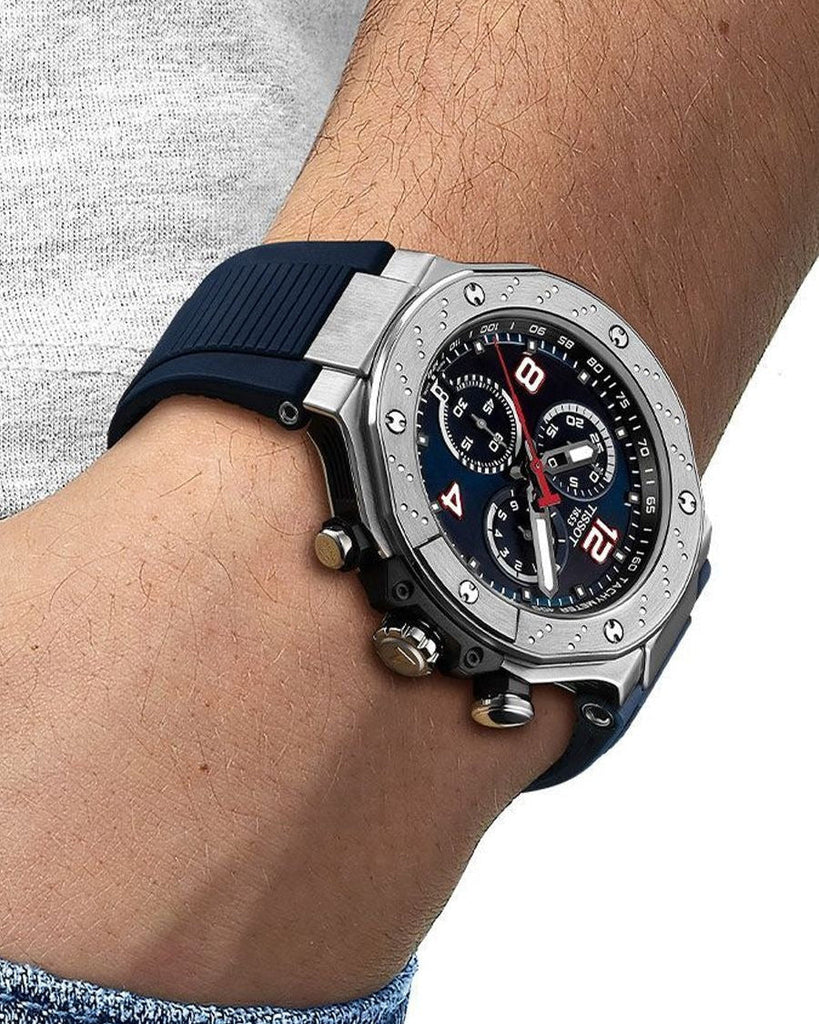 Tissot T Race Moto GP Limited Edition Chronograph Blue Dial Blue Rubber Strap Watch for Men - T141.417.17.047.00