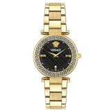 Versace Reve Analog Black Dial Gold Steel Strap Watch for Women - VE8B00624