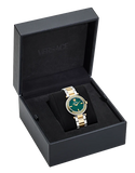 Versace Reve Analog Green Dial Two Tone Steel Strap Watch for Women - VE8B00524