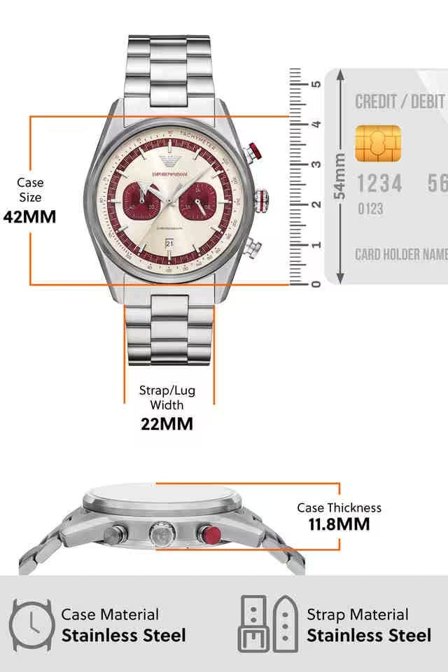 Emporio Armani Racer Chronograph White Dial Silver Steel Strap Watch for Men - AR11645