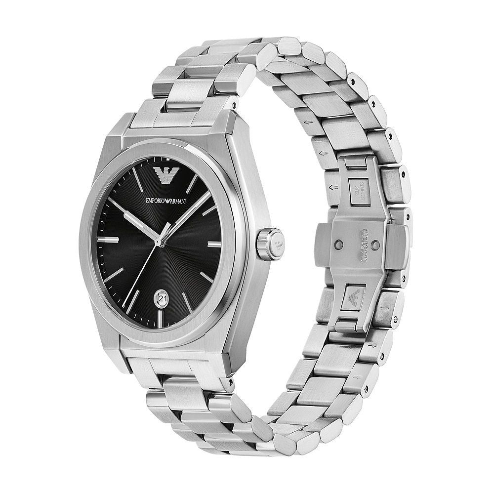Emporio Armani Frederico Analog Black Dial Silver Steel Strap Watch for Men - AR11622