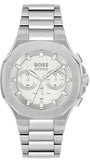 Hugo Boss Taper Chronograph White Dial Silver Steel Strap Watch for Men - 1514087