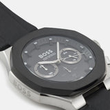 Hugo Boss Taper Chronograph Black Dial Black Leather Strap Watch for Men - 1514085