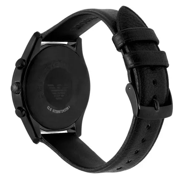Emporio Armani Antonio Chronograph Black Dial Black Leather Strap Watch for Men - AR11583