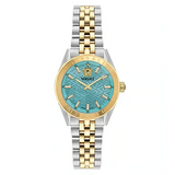 Versace V-Code Analog Turquoise Dial Two Tone Steel Strap Watch for Women - VE8I00524