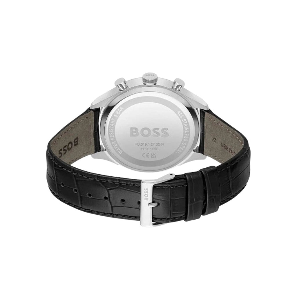 Hugo Boss Gregor Chronograph Black Dial Black Leather Strap Watch for Men - 1514049