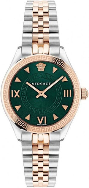 Versace Hellenyium Quartz Green Dial Two Tone Steel Strap Watch for Women - VE2S00422
