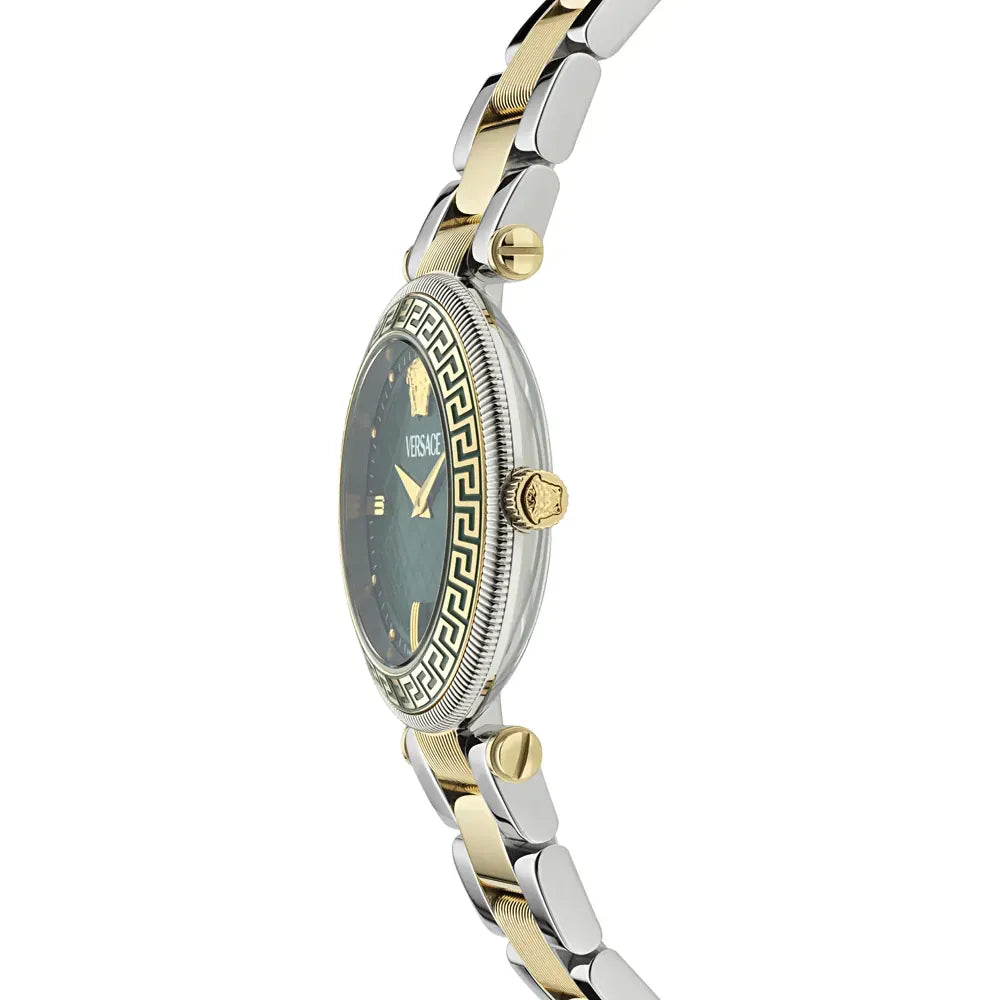 Versace Reve Analog Green Dial Two Tone Steel Strap Watch for Women - VE8B00524