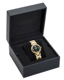 Versace Reve Analog Black Dial Gold Steel Strap Watch for Women - VE8B00624