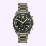 Versace Greca Dome Chronograph Black Dial Grey Steel Strap Watch for Men - VE6K00623