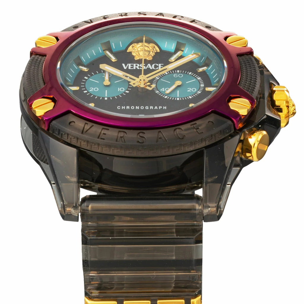 Versace Icon Active Chronograph Black Dial Black Rubber Strap Unisex Watch - VE8P00224