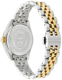 Versace V-Code Analog Turquoise Dial Two Tone Steel Strap Watch for Women - VE8I00524