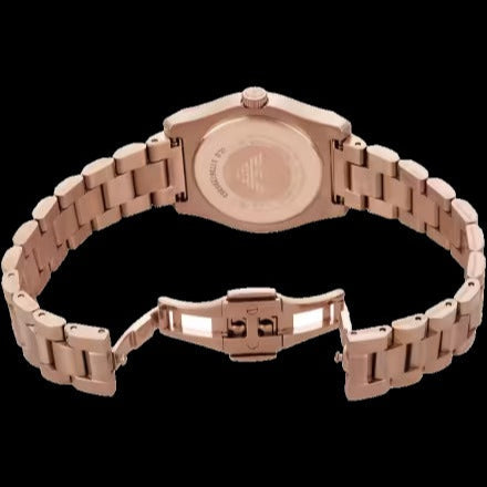 Emporio Armani Federica Analog Green Dial Rose Gold Steel Strap Watch for Women - AR11639