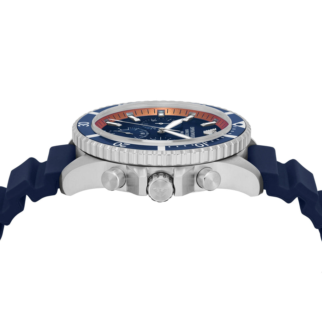 Emporio Armani World Explorer Chronograph Blue Dial Blue Silicone Strap Watch for Men - AR11696