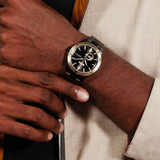 Hugo Boss Troper Chronograph Automatic Black Dial Black Steel Strap Watch for Men - 1514203