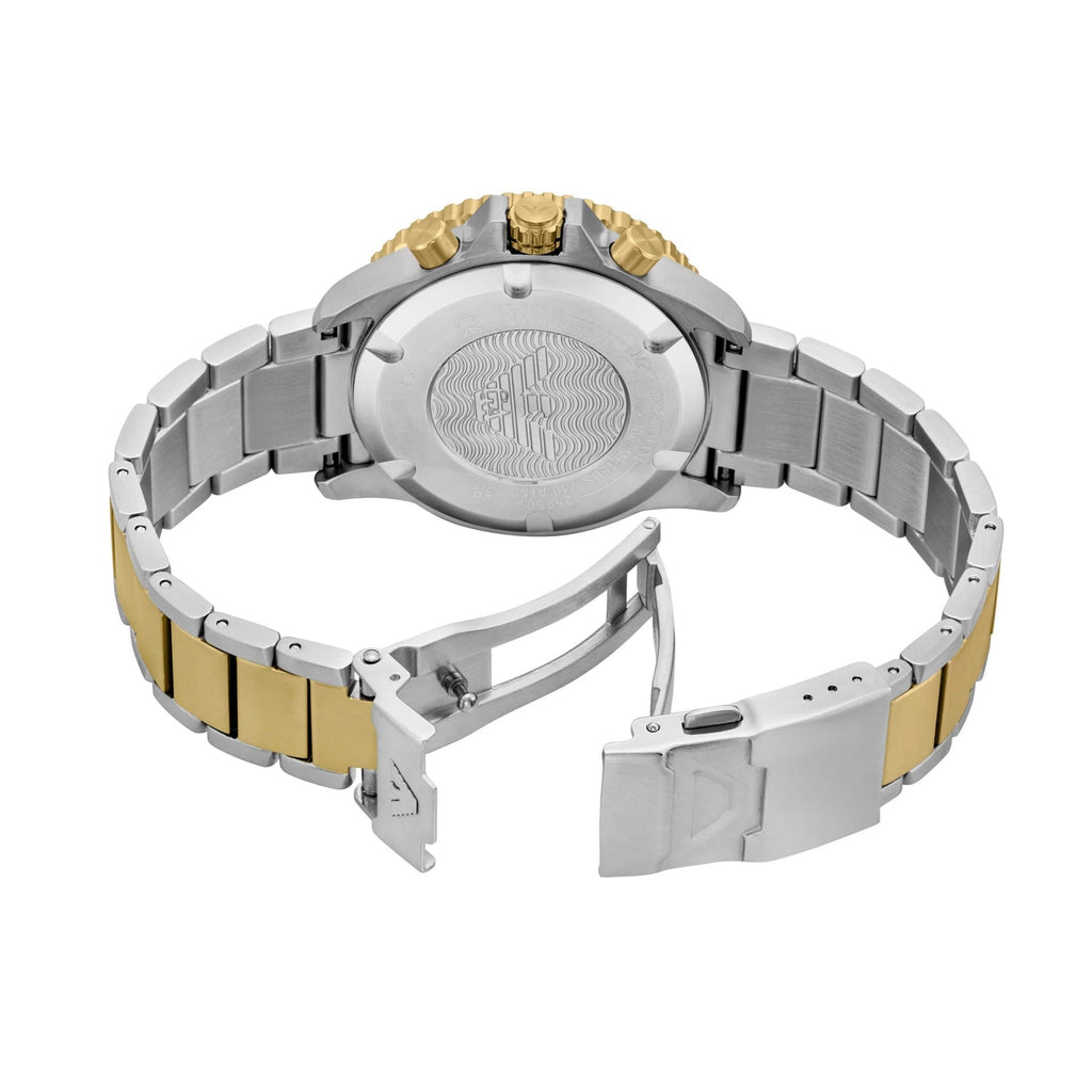 Emporio Armani World Explorer Chronograph Green Dial Two Tone Steel Strap Watch for Men - AR11695