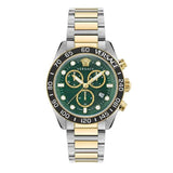 Versace Greca Dome Chronograph Green Dial Two Tone Steel Strap Watch for Men - VE6K00423