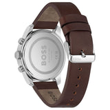 Hugo Boss Trace Chronograph Blue Dial Brown Leather Strap Watch for Men - 1514002