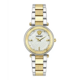 Versace Reve Analog White Dial Two Tone Steel Strap Watch for Women - VE8B00724