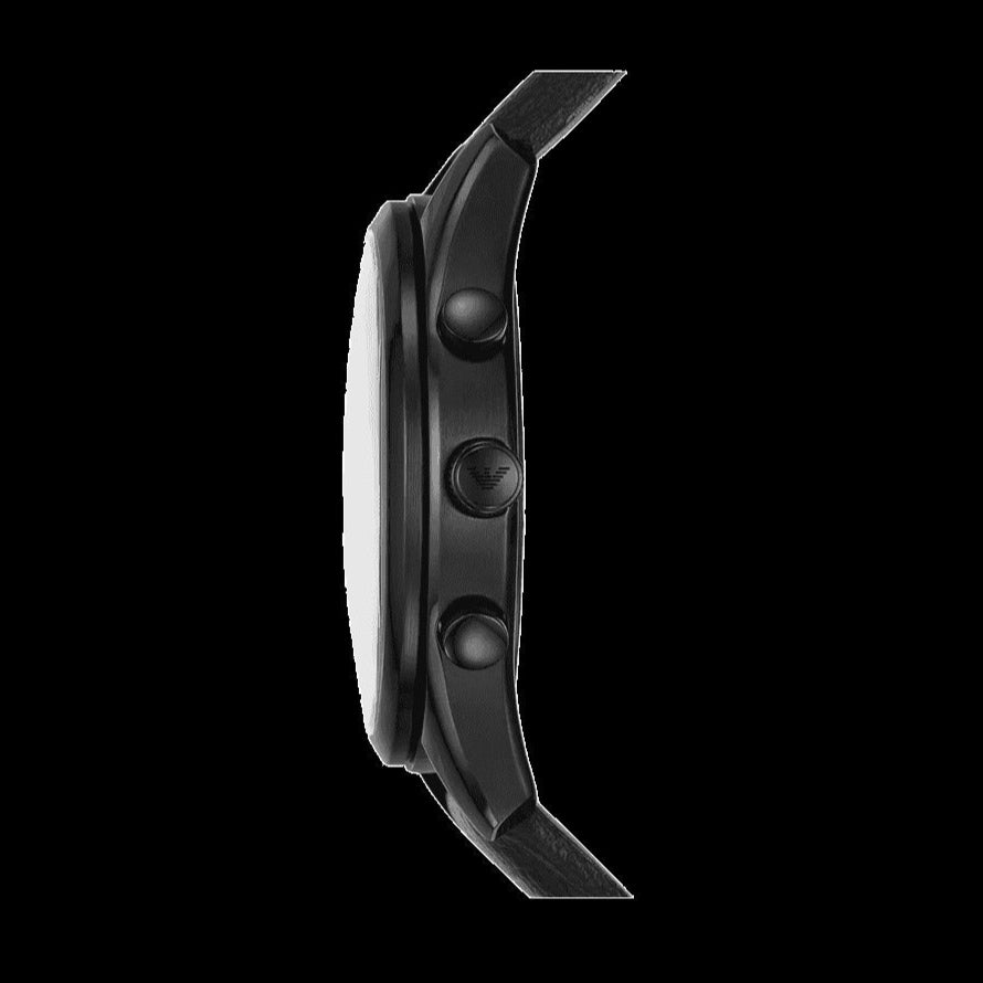 Emporio Armani Antonio Chronograph Black Dial Black Leather Strap Watch for Men - AR11583