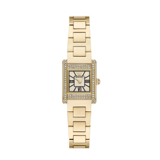 Emporio Armani Genni Crystals Gold Dial Gold Steel Strap Watch for Women  - AR11663