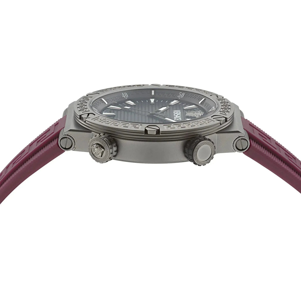 Versace Greca Logo Diver Quartz Black Dial Purple Rubber Strap Watch for Men - VE8G00224