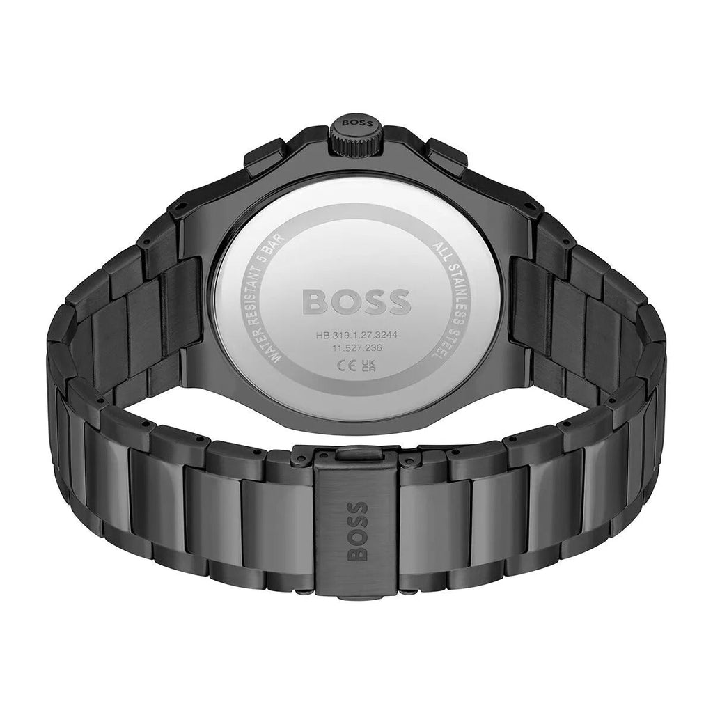 Hugo Boss Taper Chronograph Black Dial Black Steel Strap Watch for Men - 1514088