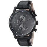 Hugo Boss Aeroliner Chronograph Black Dial Black Leather Strap Watch for Men - 1512567