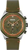 Hugo Boss Cloud Chronograph Olive Green Dial Green Leather Strap Watch for Men - 1514018