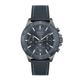 Hugo Boss Troper Chronograph Blue Dial Blue Leather Strap Watch for Men - 1514056