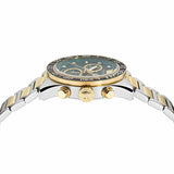 Versace Greca Dome Chronograph Green Dial Two Tone Steel Strap Watch for Men - VE6K00423