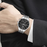 Hugo Boss Avery Chronograph Black Dial Silver Steel Strap Watch for Men - 1514157