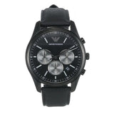 Emporio Armani Antonio Chronograph Black Dial Black Leather Strap Watch for Men - AR11583