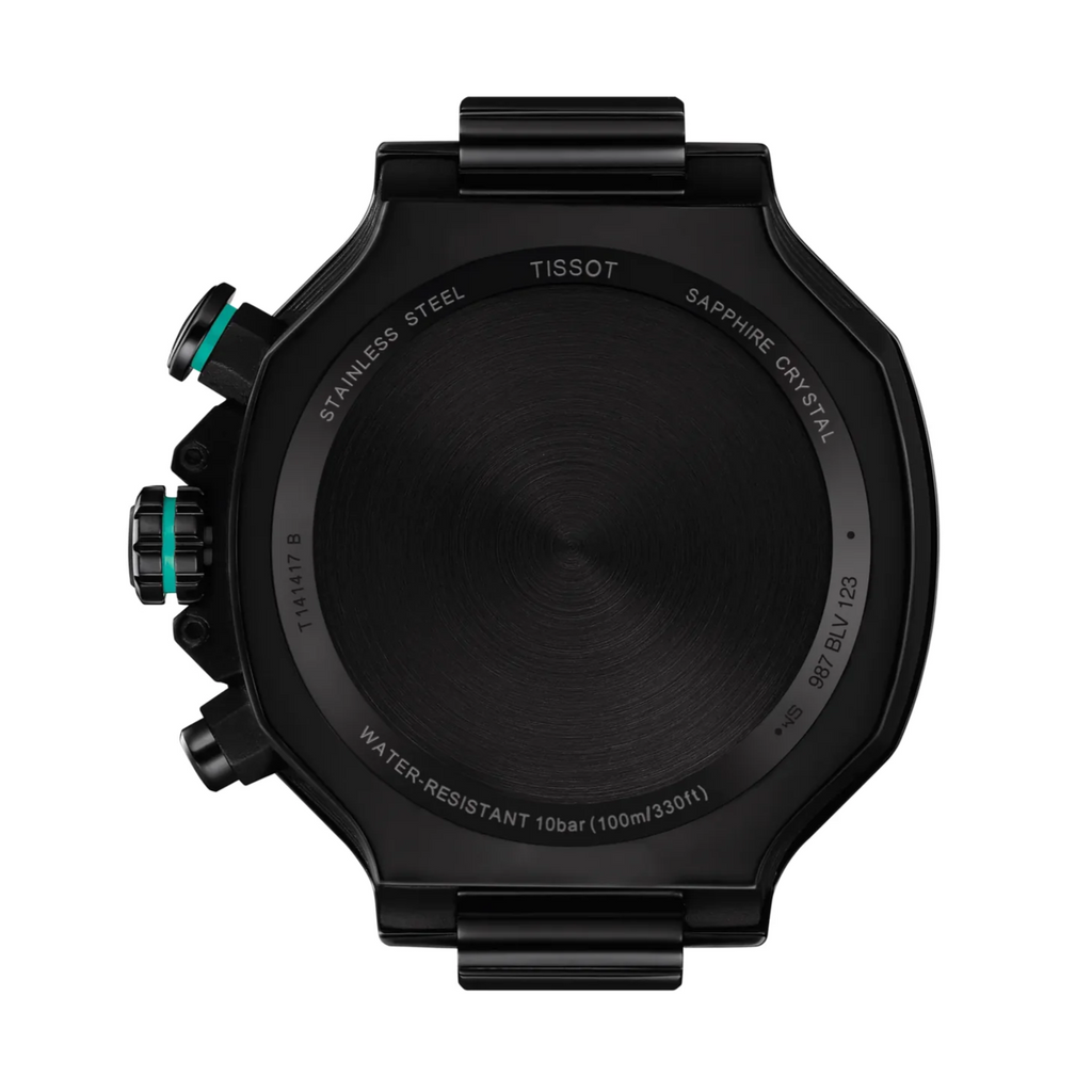 Tissot T Race Chronograph Black Dial Green Rubber Strap Watch for Men - T141.417.37.051.01