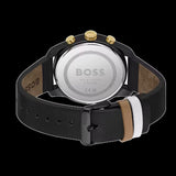 Hugo Boss Trace Chronograph Black Dial Black Leather Strap Watch for Men - 1514003