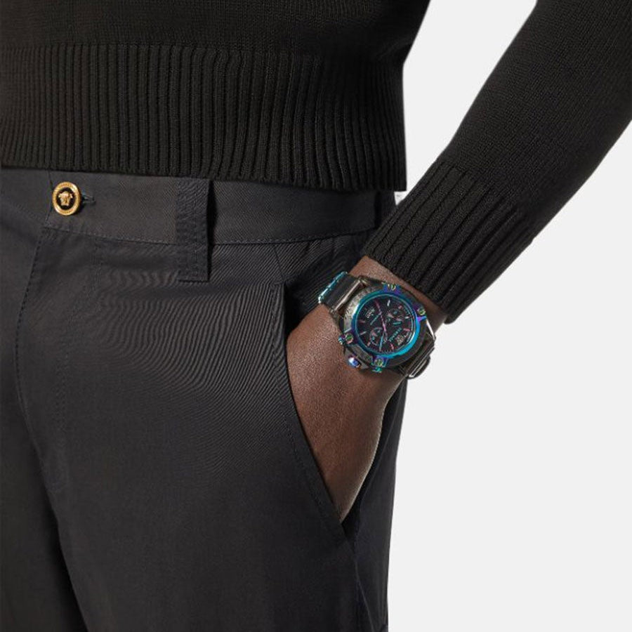 Versace Icon Active Chronograph Black Dial Grey Silicone Strap Watch for Men - VEZ701022