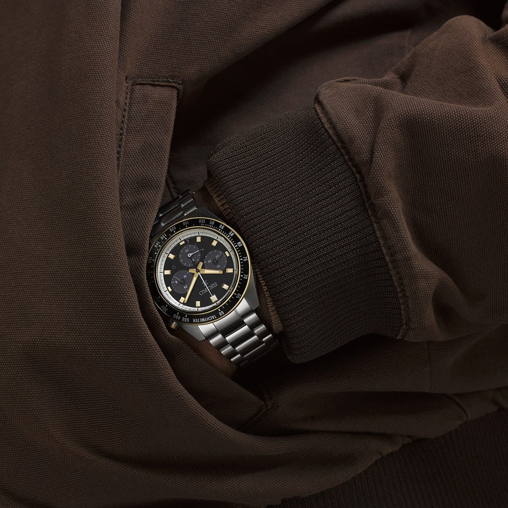 Seiko Prospex Speedtimer Solar Chronograph Black Dial Silver Steel Strap Watch for Men - SSC941