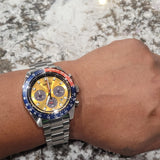 Seiko Prospex Solar Chronograph 1969 Re-interpretation Orange Dial Silver Steel Strap Watch for Men - SSC947