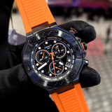 Tissot T Race Chronograph Black Dial Orange Rubber Strap Watch for Men - T141.417.37.051.02