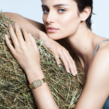 Emporio Armani Genni Crystals Gold Dial Gold Steel Strap Watch for Women  - AR11663