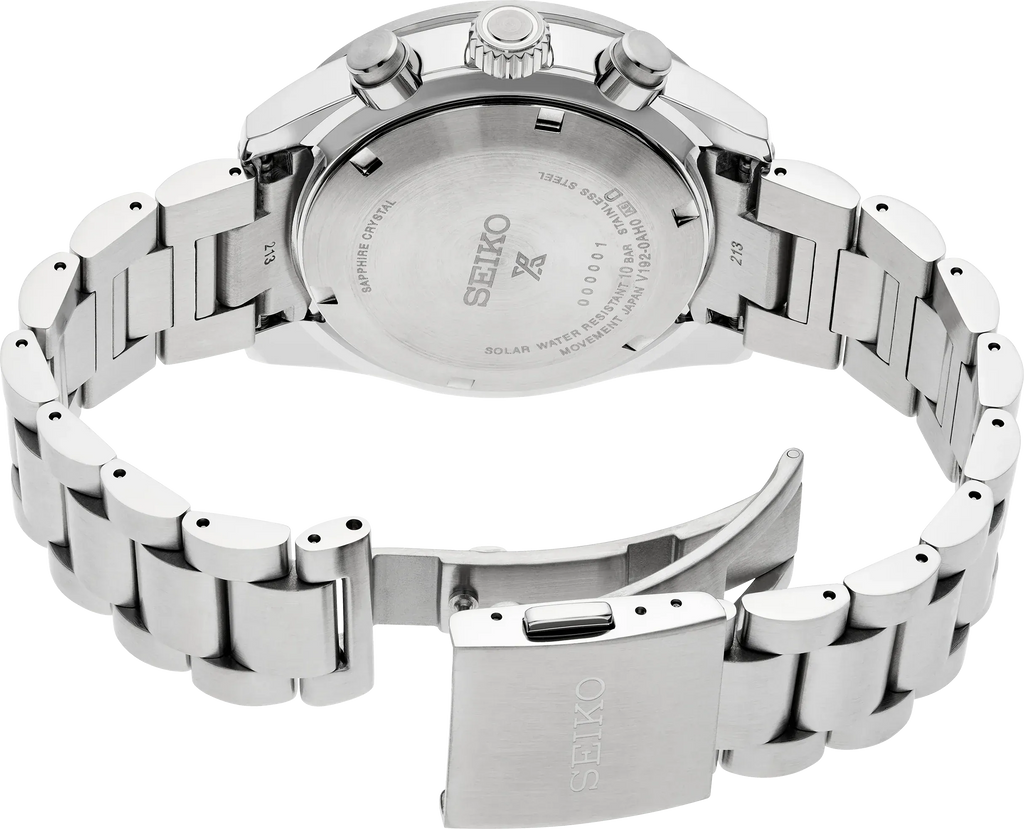 Seiko Prospex Speedtimer Solar Chronograph Grey Dial Silver Steel Strap Watch for Men - SSC939