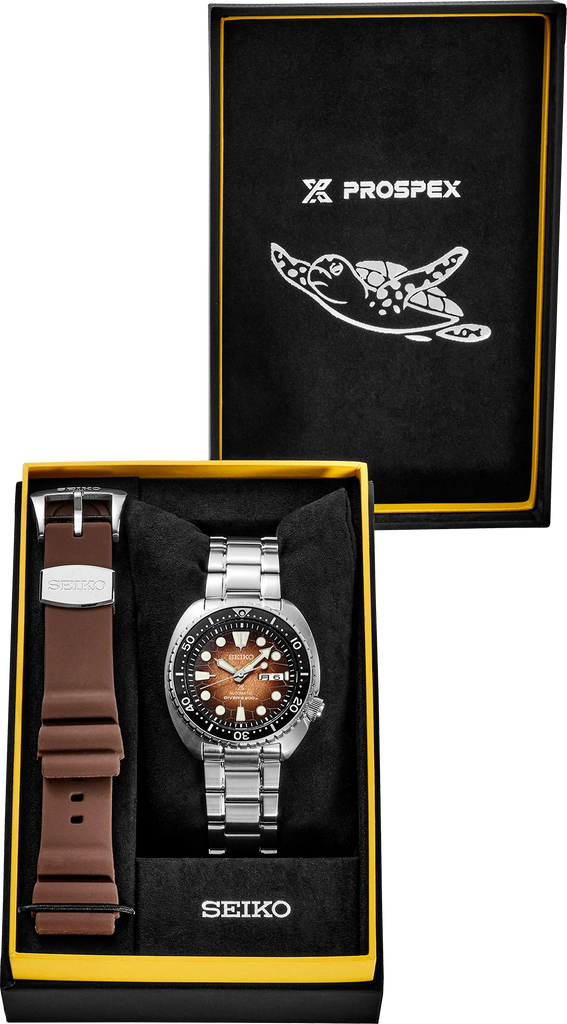 Seiko Prospex US Special Edition King Turtle Automatic Brown Dial Silver Steel Strap Watch for Men - SRPH55