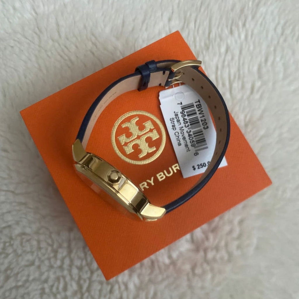Tory Burch Collins Quartz Blue Dial Blue Leather Strap Watch for Women - TBW1203