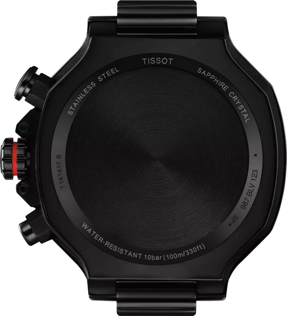 Tissot T Race Chronograph Black Dial Red Rubber Strap Watch for Men - T141.417.37.061.01