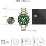 Versace Greca Dome Chronograph Green Dial Two Tone Steel Strap Watch for Men - VE6K00423