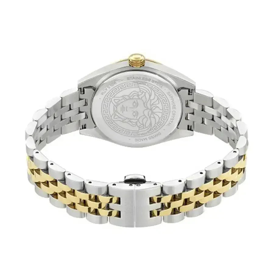 Versace V-Code Analog Green Dial Two Tone Steel Strap Watch for Women - VE8I00424
